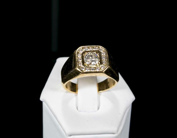 Estate Jewelry Diamond Solitaire Men's Ring 