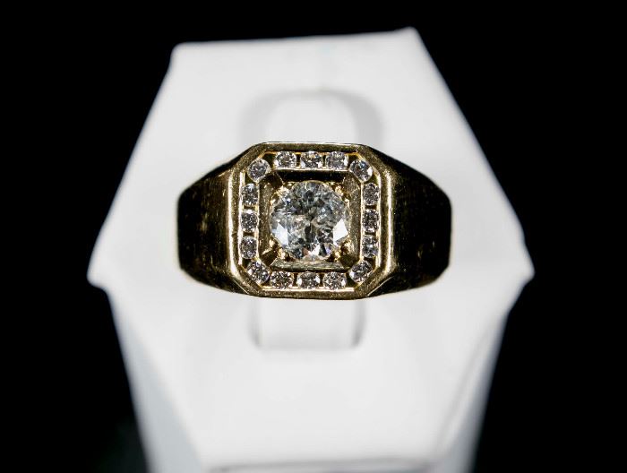 Estate Jewelry Diamond Solitaire Men's Ring 