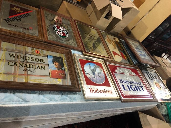 Tons of vintage beer mirrors being auctioned in house!