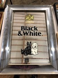 vintage black ad white whisky mirror