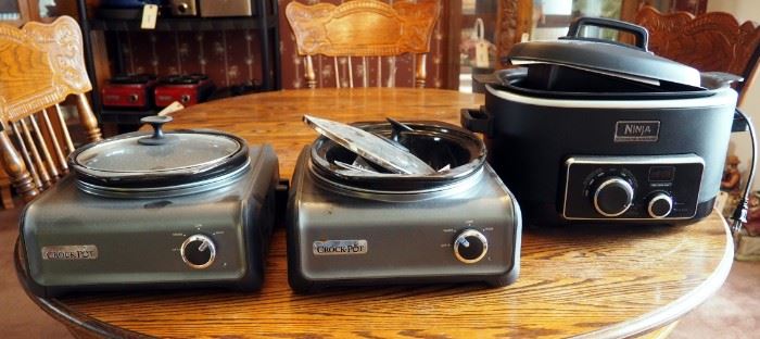 Crock-Pot Hook Up Slow Cookers Qty. 2 And Ninja 3-In-1 Cooking System With Additional Cooking Trays