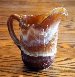 Imperial, End Of Day/Slag, Caramel Pitcher, 9", With Dutch Windmill Design