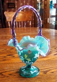 Fenton New Century XXI Collection Glass Basket, 10", Signed By Artists