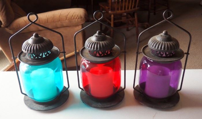 Colorful Lighted Lanterns, Battery Operated, QTY 3