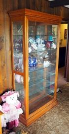 Solid Wood Lighted Display Case With Sliding Front Panel Door, 80" x 44" x 16"
