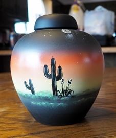 Fenton American Gallery, "Peaceful Desert" Ginger Jar, 8.5"
