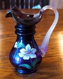 Fenton Messenger Exclusive Art Glass, Royal Purple Hand Painted Vase, Signed By Artist, #918