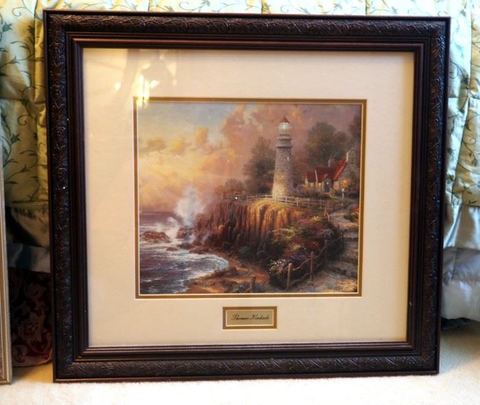 Thomas Kinkade Framed Prints, "Light of Peace", 21.5" x 23", And Cabin In The Mountains, 23" x 24"