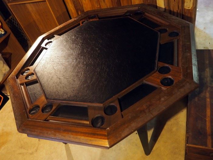 Solid Wood 8- Sided Gaming Table With Bumper Pool And Poker Top, 30.5" x 55.5"