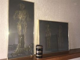 Tombstone rubbings in frames