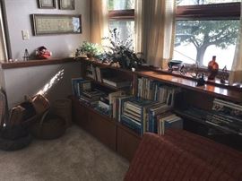 Corner of room showing books, baskets, etc.
