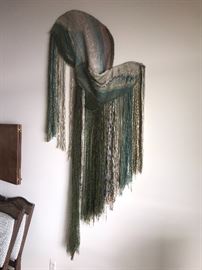 Wall hanging, woven by the late Libby Crawford (1913 - 2005) of Grand Haven. 