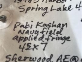 Label on back of rug