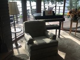 Lamp/table combination next to a comfy chair