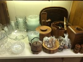 Dansk wooden ware, glass dishes, more
