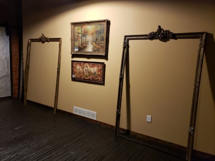 Large Bronze Frames, oil paintings and tapestries 