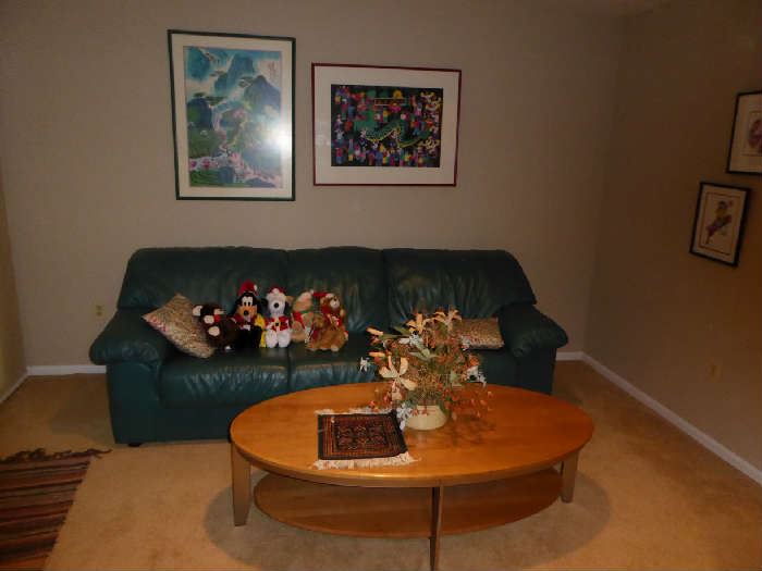 Ethan Allen table/ Leather sofa