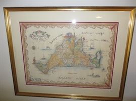 FRAMED MAP OF VINEYARD & NANTUCKET