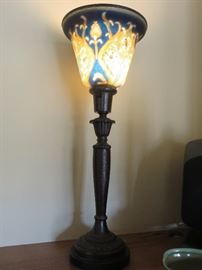 TORCHIERE BLUE/YELLOW SHADE TABLE LAMP
(only one in photo - but there is a pair)