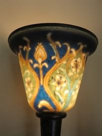 TORCHIERE BLUE/YELLOW SHADE TABLE LAMP  (detail of shade)
(only one in photo - but there is a pair)