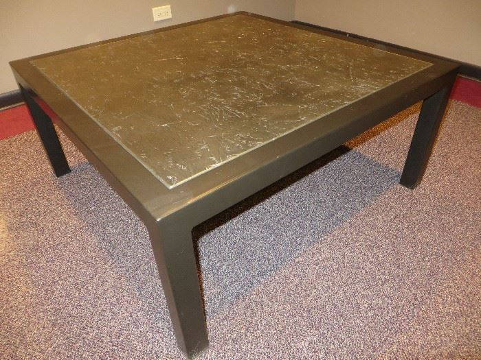 METAL COFFEE TABLE WITH INLAID DESIGN
