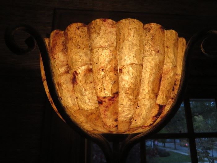 WROUGH IRON FLOOR LAMP PENSHELL SHADE
(detail of shade)