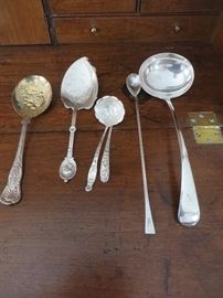 GOLD / SILVER REPOUSSED SERVING SPOON
KINGS PATTERN   WA SILVER
"MEDALLION" STERLING SERVING SPOON
BALL BLACK & COMPANY 
