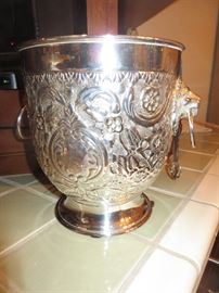 SLVER PLATE REPOUSSE ICE BUCKET
