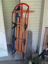 vintage sled, skate board