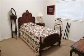 Antique shaving stand, 1930s Sligh Furnitue twin bed