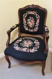Antique chair with lovely needlepoint upholstery