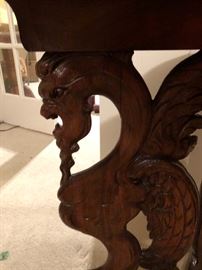 Carved Dragon Base End Table