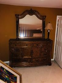 Large High Dresser with Mirror.  Final Height is just above Molding.  More than 8ft High