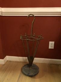 Brass and Forged Iron Umbrella Stand