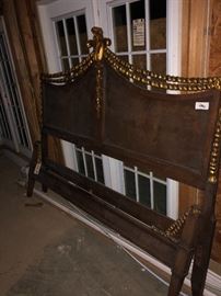 Mahogany all wood Headboard and Footboard with Gold rope detail