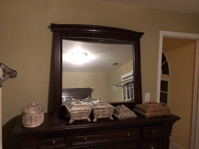 Decorative Boxes and large dresser and mirror
