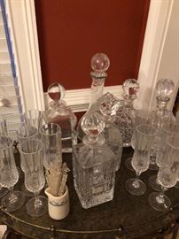 Lots of crystal decanters