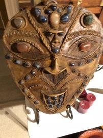 Large molded leather and stone mask