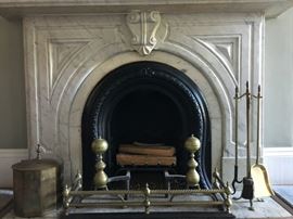 Brass Ball Top Andirons, Brass Fireplace Fender