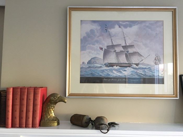Clipper Ship Prints, Primitive Bells, Eagle Bookends
