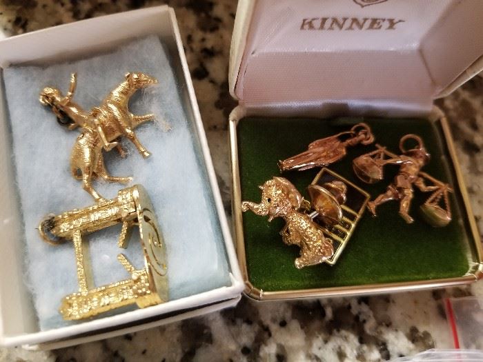 50'S 14 KT. BEAR AND LOTS OF GOLD CHARMS (ARE YOU THINKING "THIS IS MY CHANCE TO BUILD A 14-18KT GOLD BRACELET?)