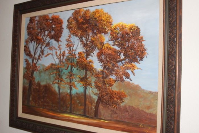 Oil painting of Autumn trees.