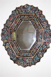 Hand painted framed mirror.