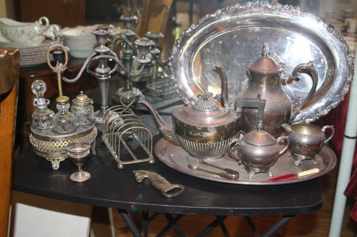 Silver plate items.