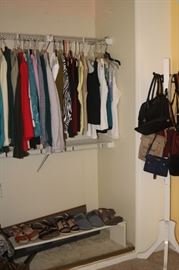 ladies clothing, shoes and purses.
