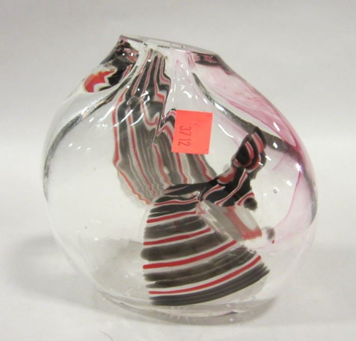 art glass vase with "candy twist" interior