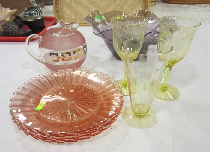 Assorted vintage colored glass