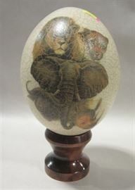 Ostrich egg with transfer print