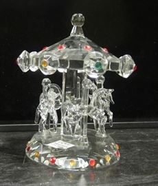 Small faceted lead crystal carousel figureR