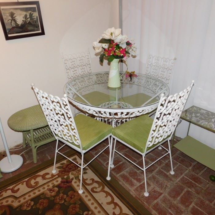vintage metal and glass patio dining set